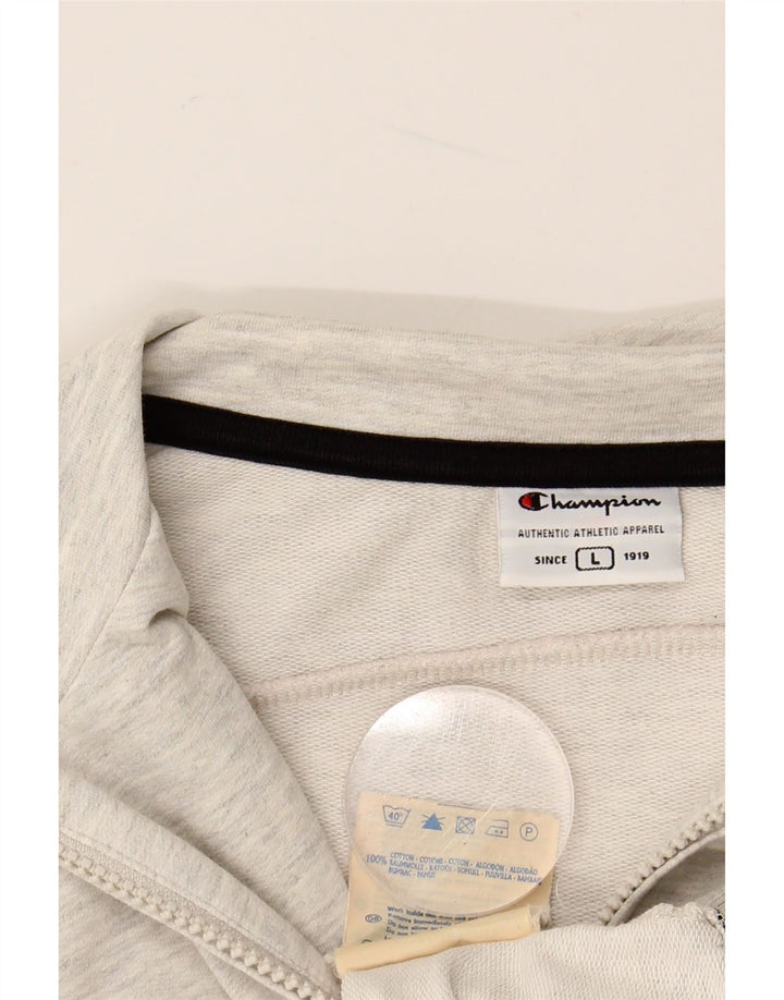 CHAMPION Womens Crop træningsdragt topjakke UK 14 Stor grå flækket bomuld