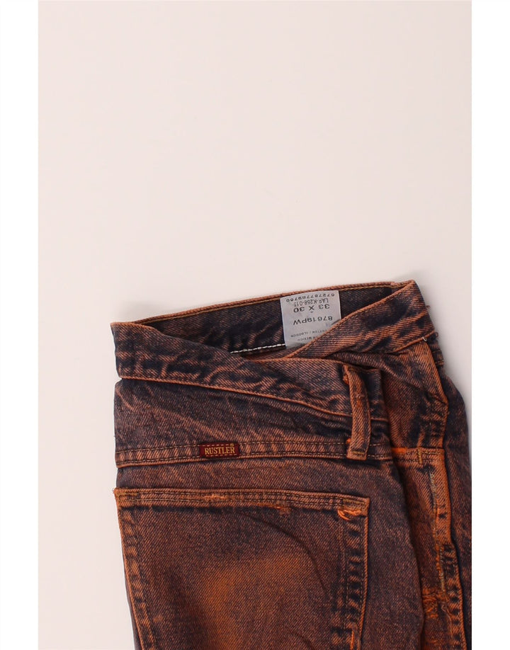 RUSTLER Womens Denim Shorts W33 Large  Orange Colourblock Cotton Vintage Rustler and Second-Hand Rustler from Messina Hembry 
