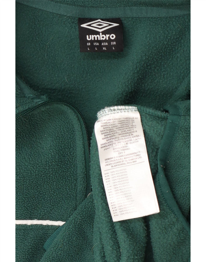 Umbro Herre grafisk lynlås hals fleece jumper stor grøn polyester
