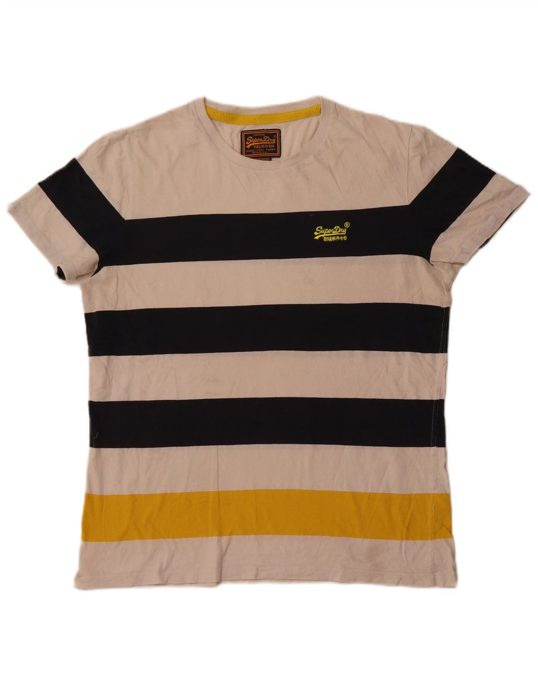 Superdry T-shirt top til mænd 2XL råhvid stribet bomuld