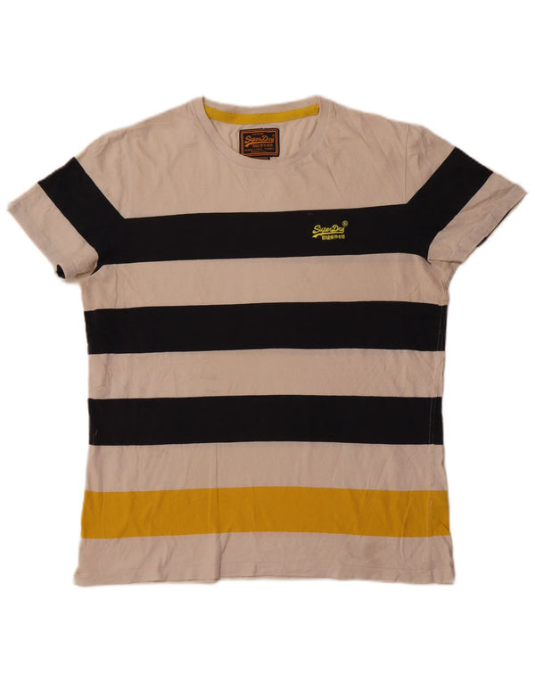 Superdry T-shirt top til mænd 2XL råhvid stribet bomuld