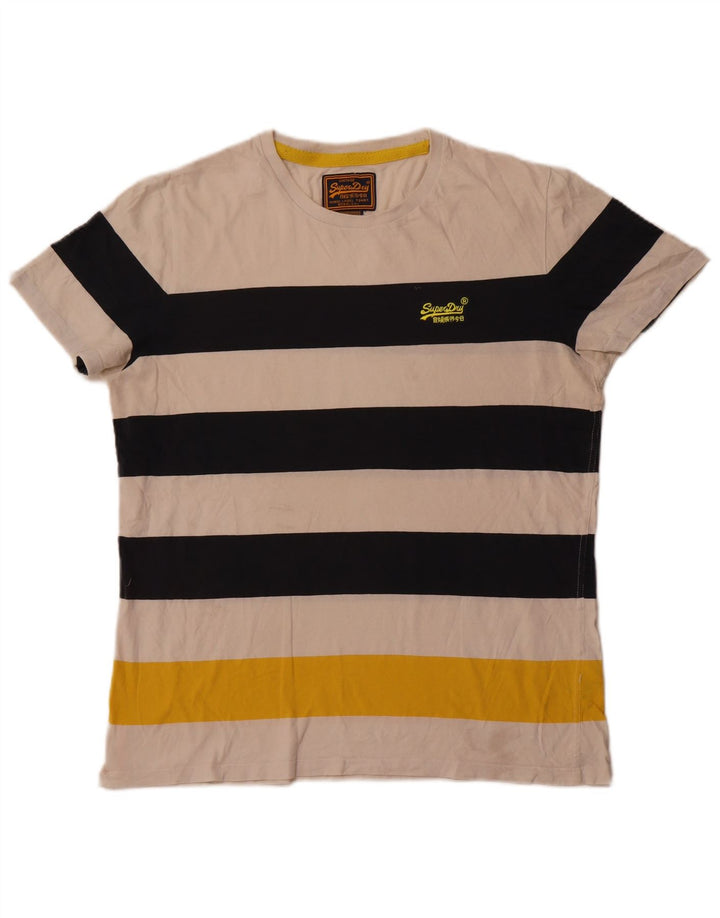 Superdry T-shirt top til mænd 2XL råhvid stribet bomuld