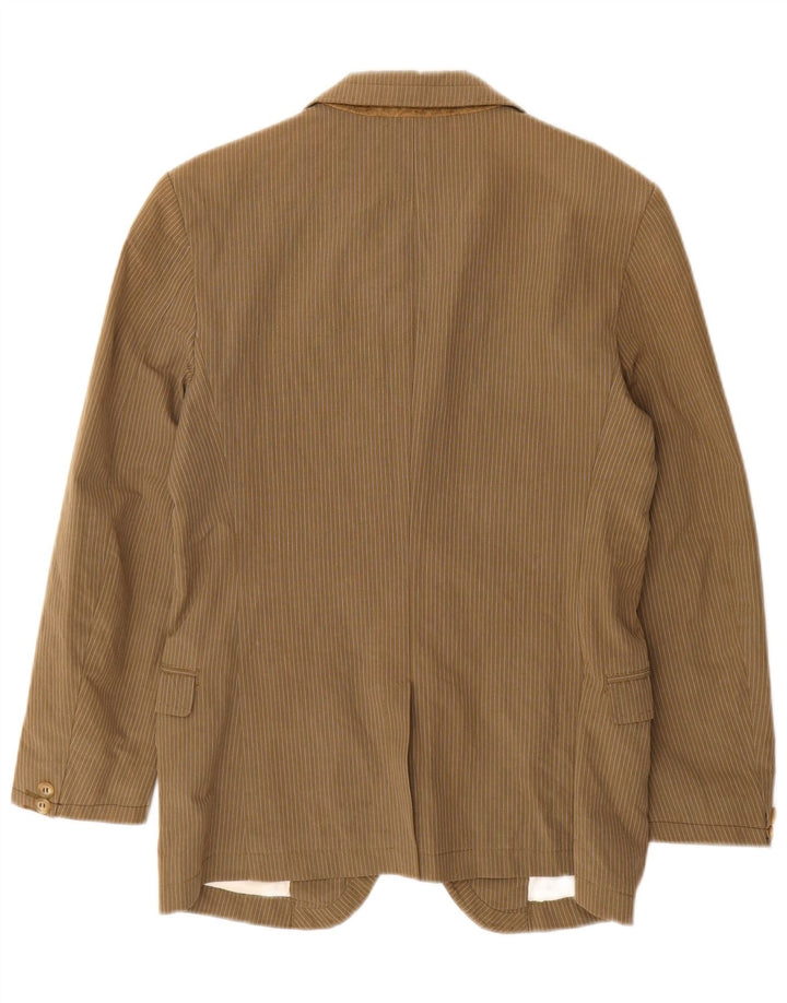 Diesel Herre 2 Button Blazer Jacket UK 36 Small Khaki Pinstripe Cotton