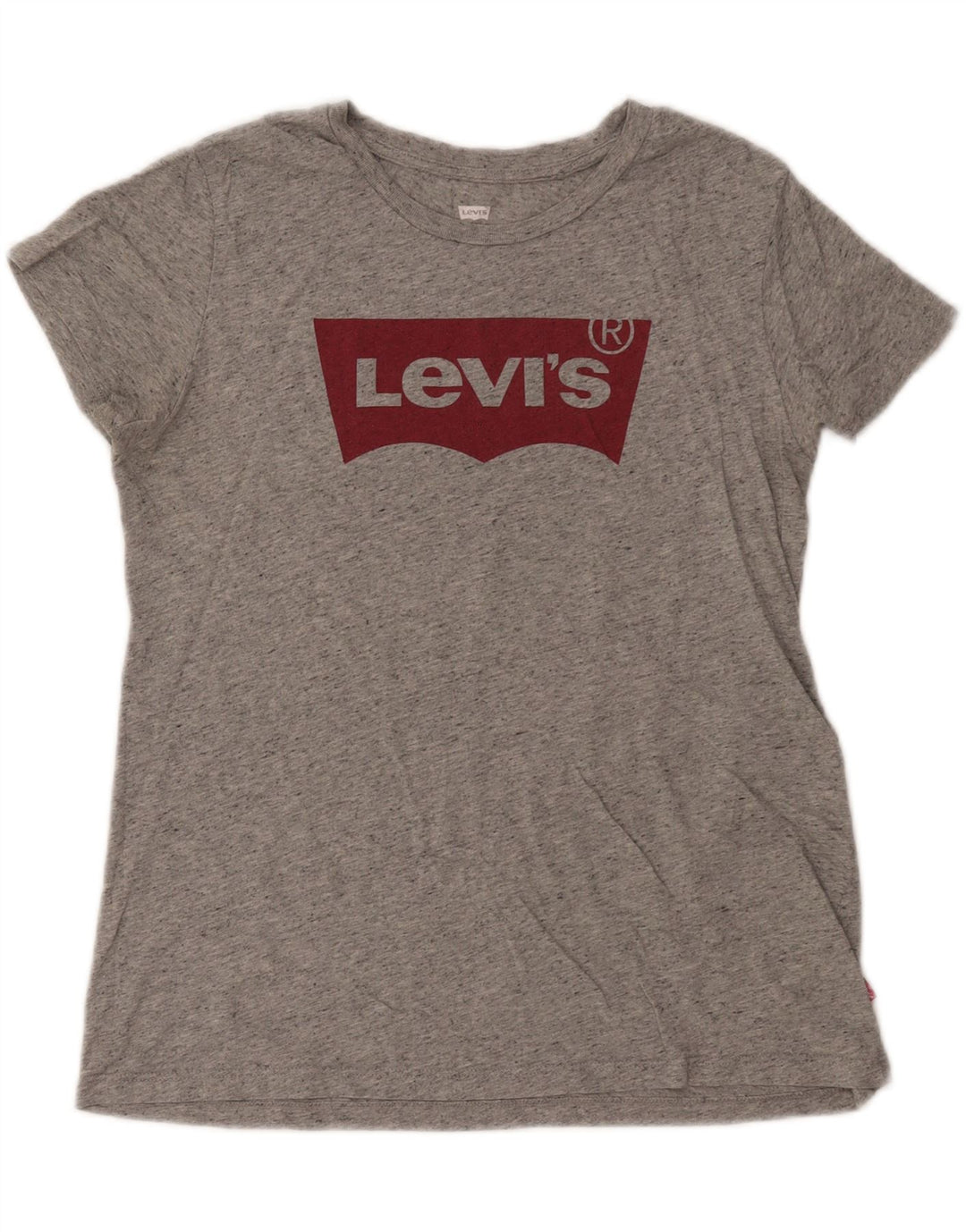 LEVI'S Womens Graphic T-Shirt Top UK 14 Medium Grey Flecked Cotton Vintage Levi's and Second-Hand Levi's from Messina Hembry 