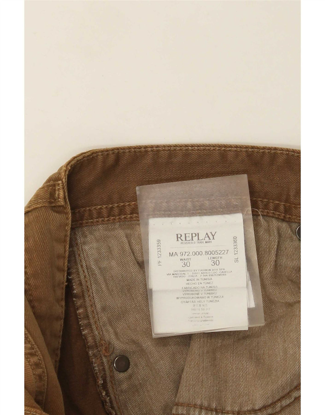 Replay Herre Slim Jeans W30 L30 Brun Bomuld