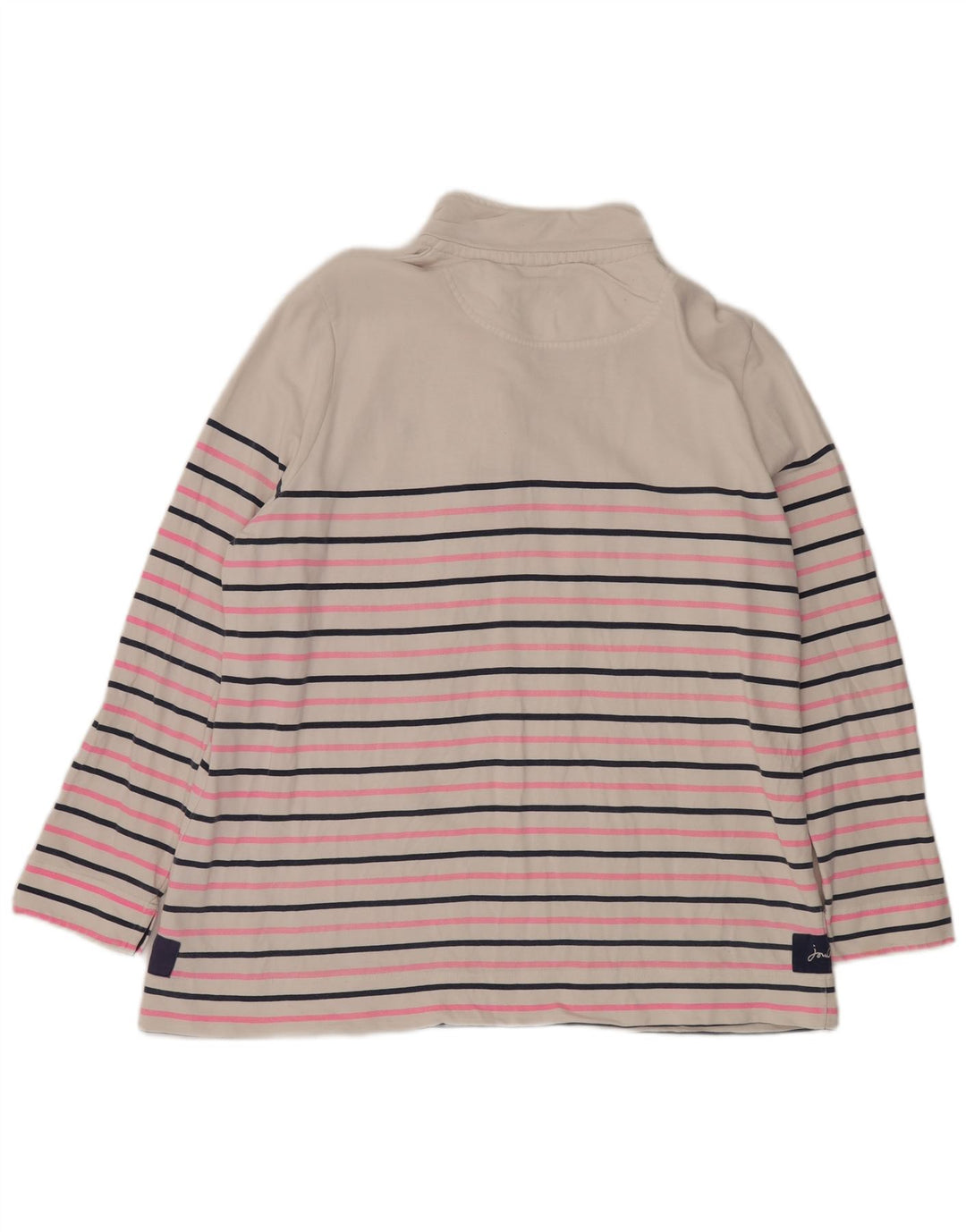 JOULES Dame Button Neck Sweatshirt Jumper UK 20 2XL Hvid Stribet