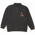 Vintage herre grafisk polo hals sweater stor grå