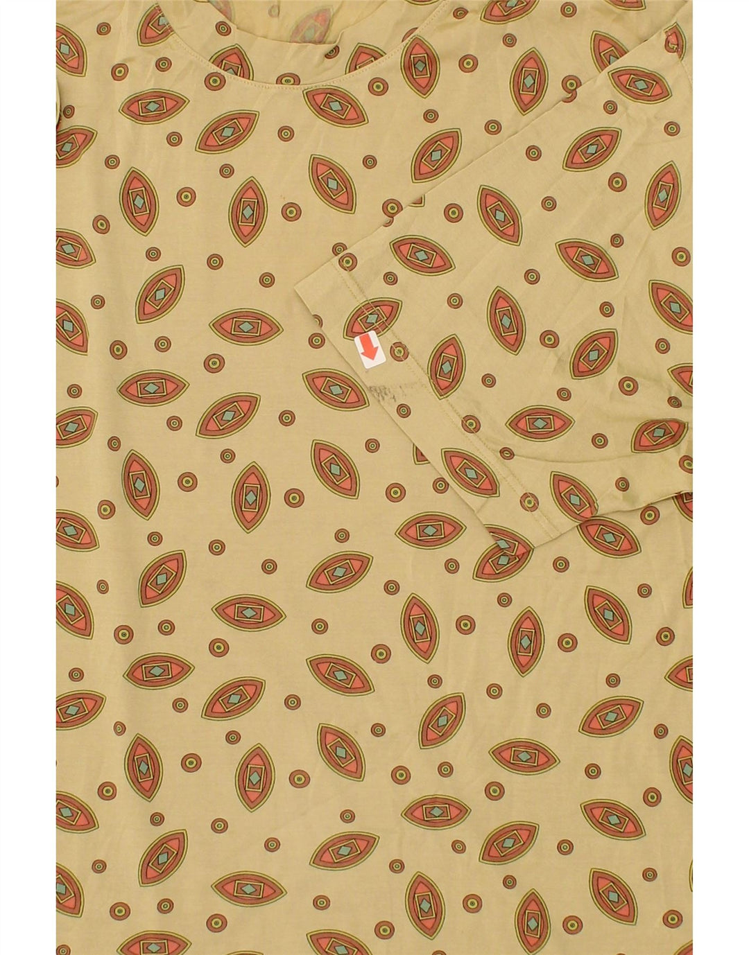 BELFE Womens Abstract Pattern T-Shirt Top IT 46 Large Beige Silk Vintage Belfe and Second-Hand Belfe from Messina Hembry 