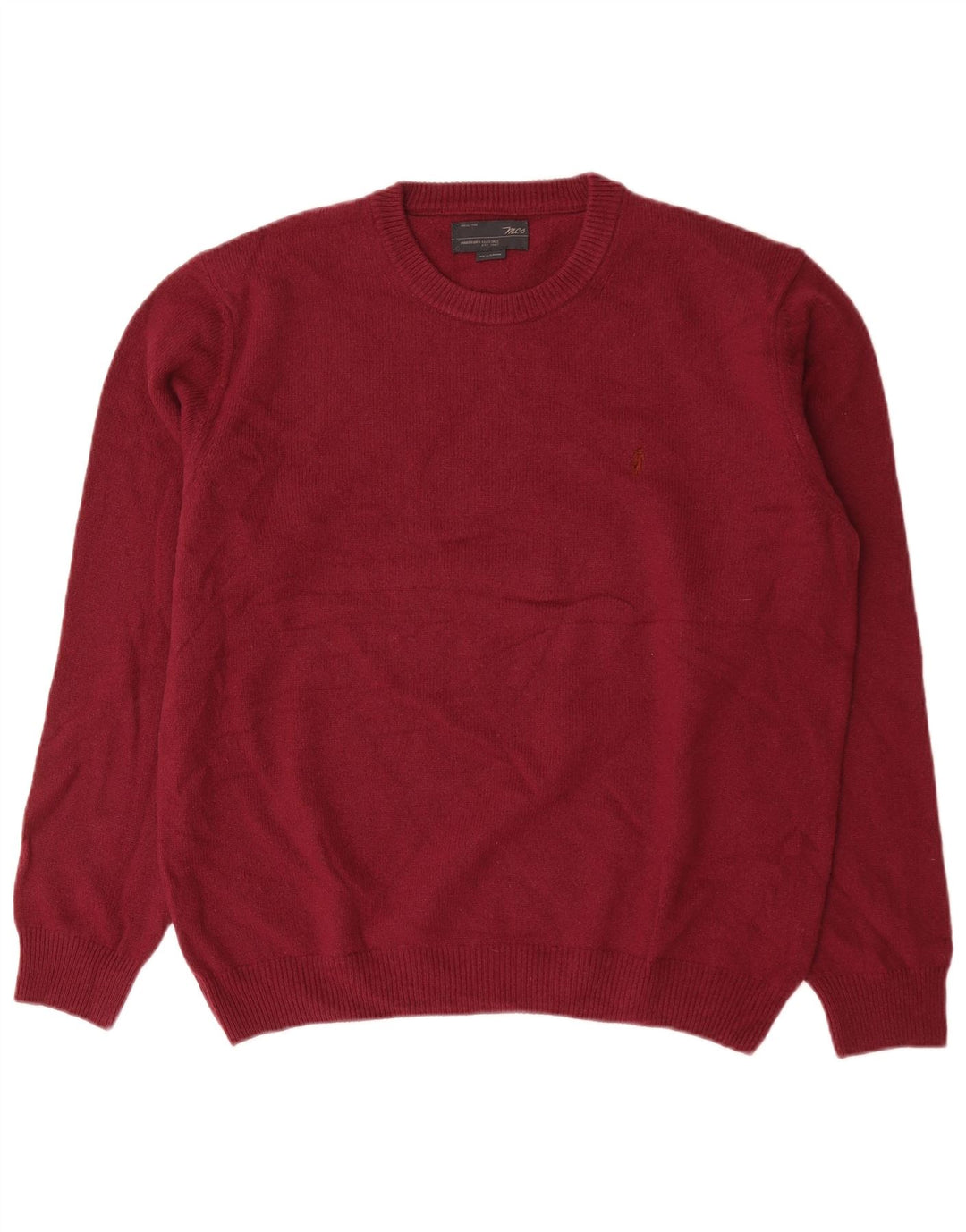 Marlboro Classics Herre Crew Neck Jumper Sweater 2XL Burgundy Wool