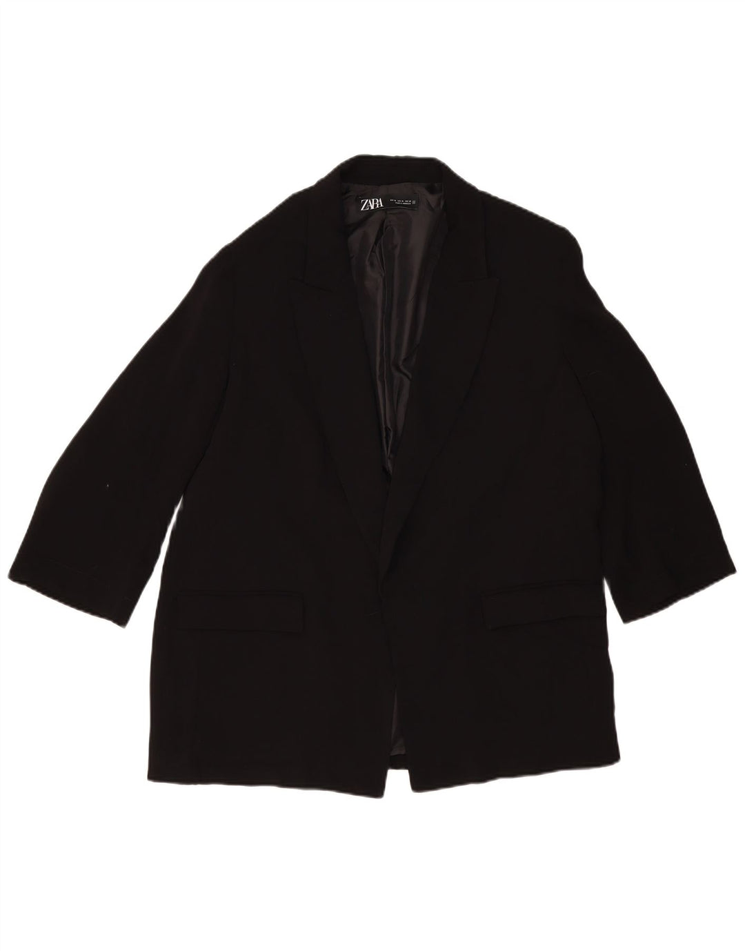 Zara Womens Open Blazer Jacket UK 18 XL Sort