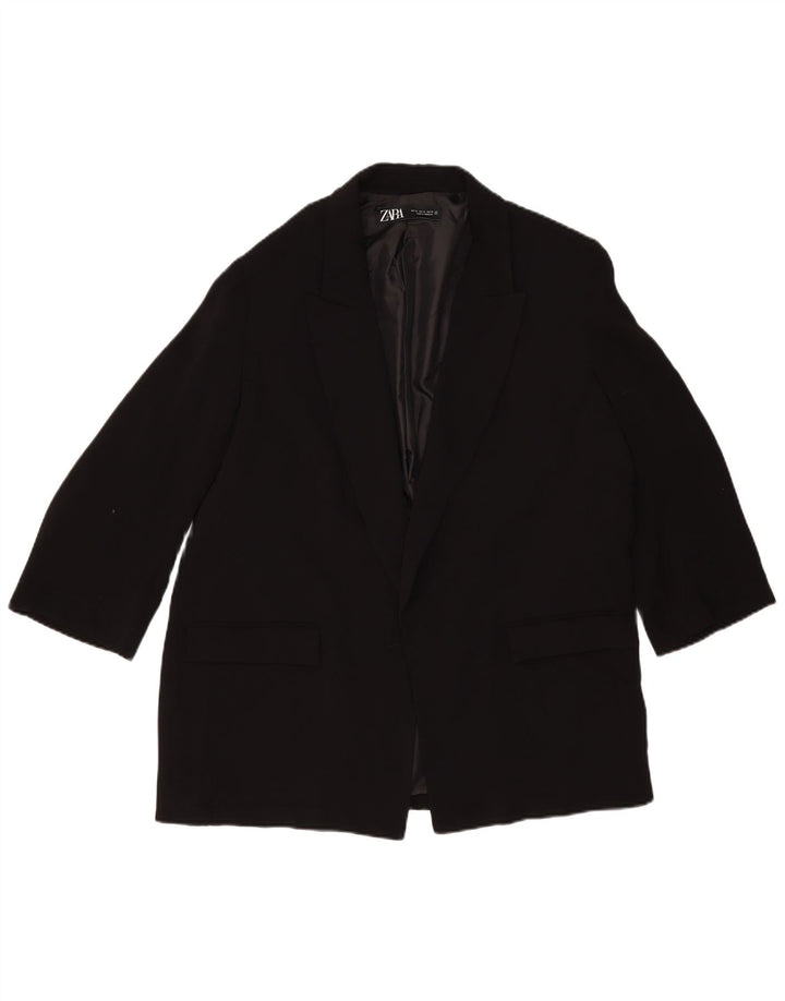 Zara Womens Open Blazer Jacket UK 18 XL Sort
