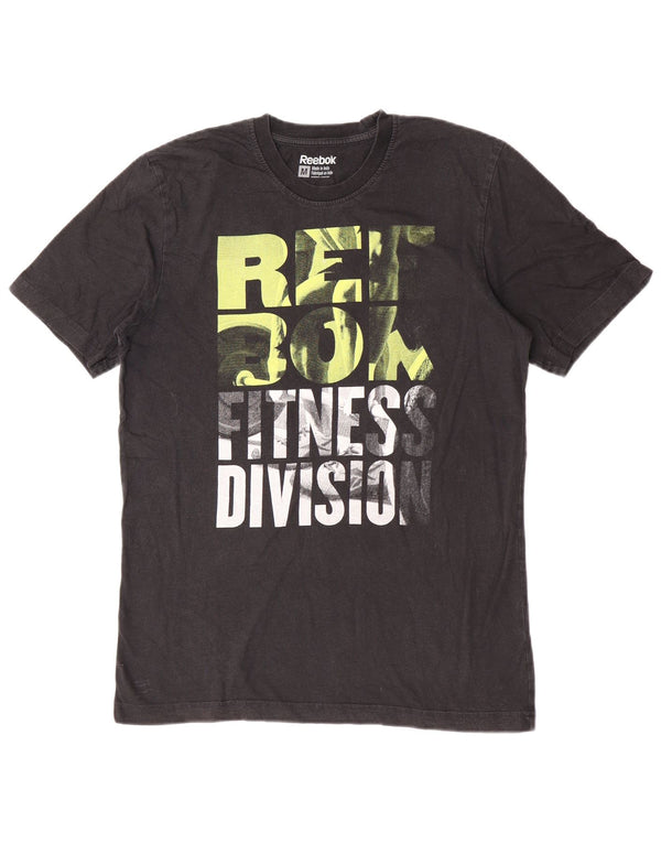 Reebok Herre grafisk T-shirt Top Medium Sort Bomuld