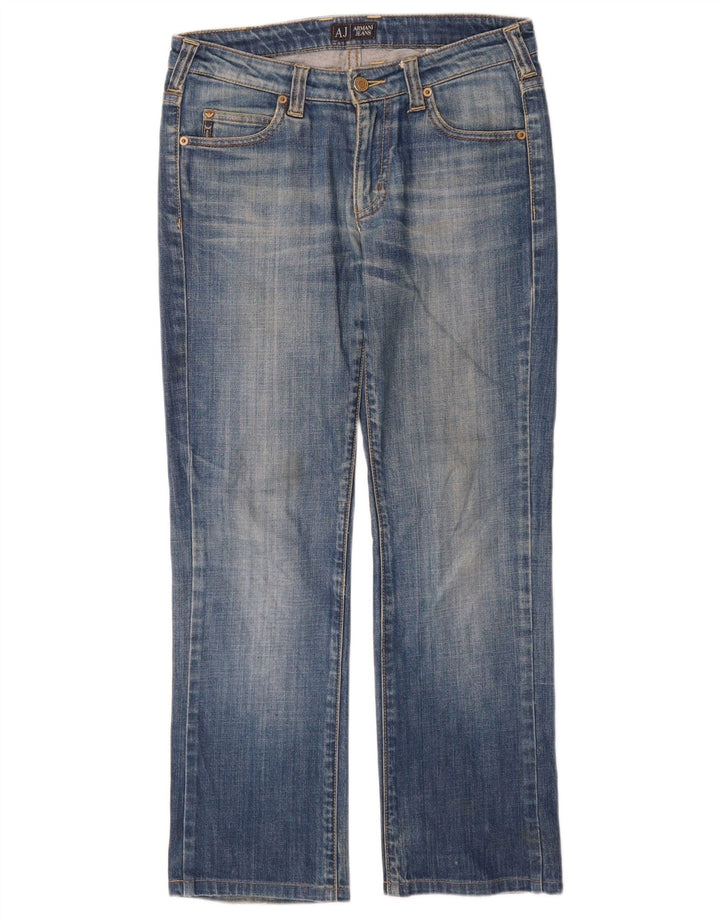 ARMANI Dame Indigo Straight Jeans W27 L28 Blå Bomuld