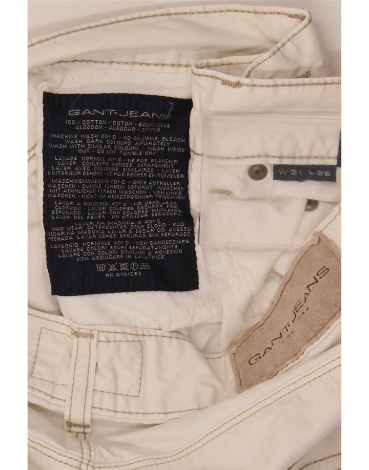 Gant Straight Jeans til mænd W31 L33 Hvid bomuld