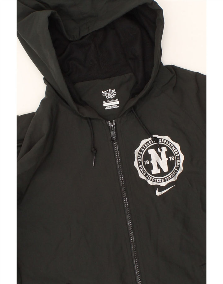 NIKE Womens Graphic Zip Hoodie Sweater UK 6 XS Black Polyester Vintage Nike and Second-Hand Nike from Messina Hembry 