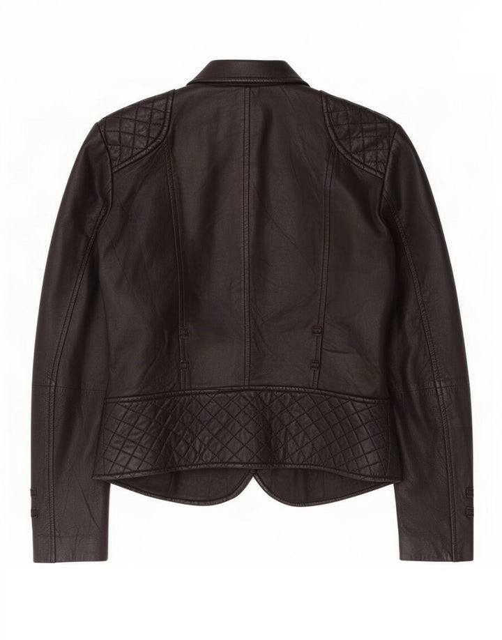 Zara Dame Læderjakke UK 12 Medium Sort