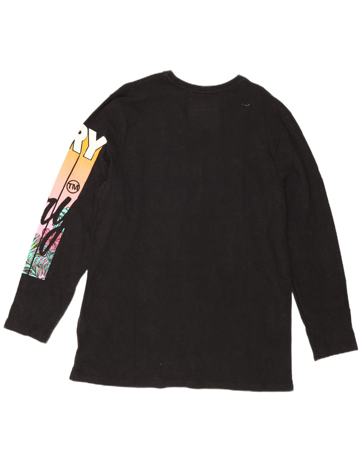 Superdry grafisk top langærmet til kvinder UK 18 XL sort bomuld