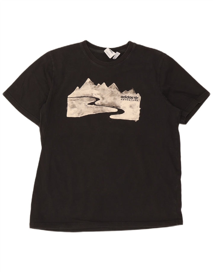 Adidas Grafisk T-shirt top til mænd, stor sort bomuld
