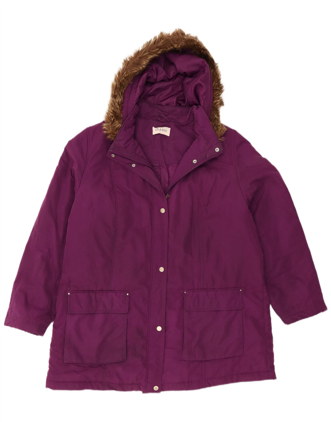 Marks & Spencer Dame Parkajakke med hætte UK 20 2XL Lilla Polyester