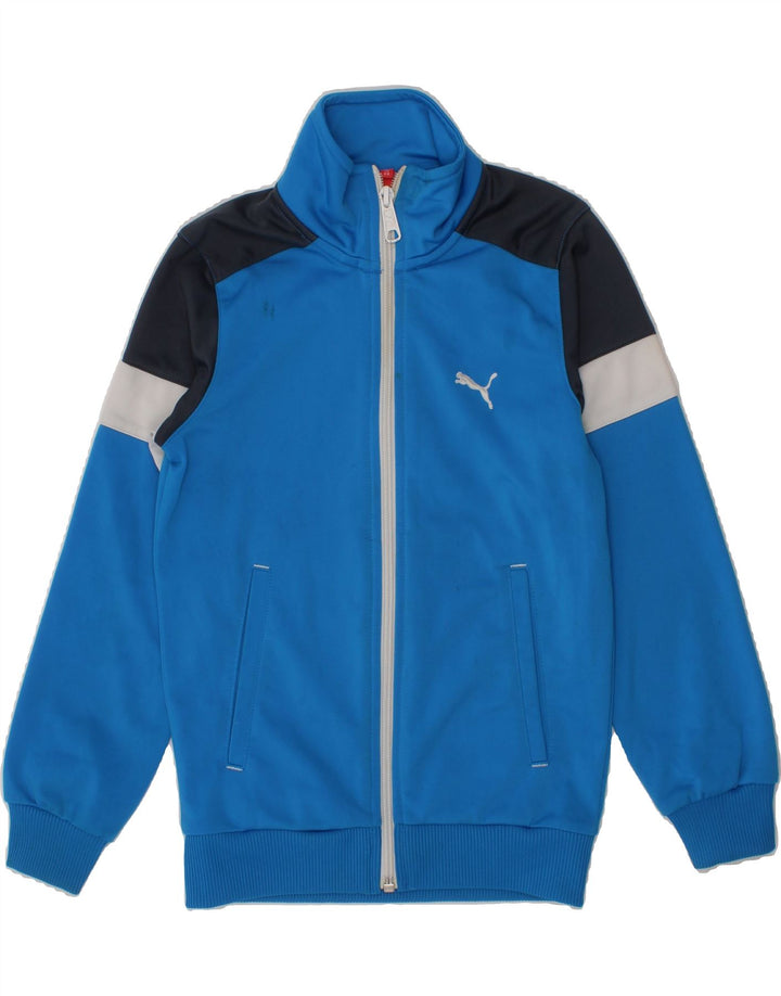 PUMA Boys Tracksuit Top Jacket 5-6 Years Blue Colourblock Polyester Vintage Puma and Second-Hand Puma from Messina Hembry 