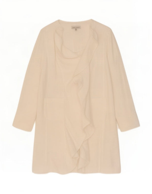Laura Ashley Dame Longline Cardigan Top UK 14 Large White Linen