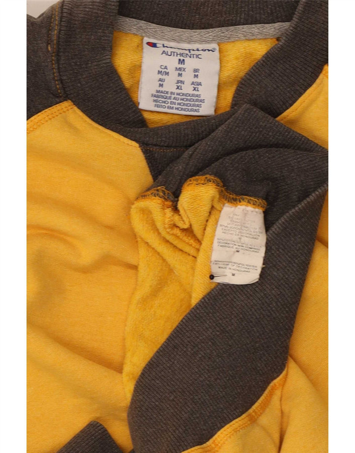 Champion Herre Sweatshirt Jumper Medium Gul Colourblock Bomuld