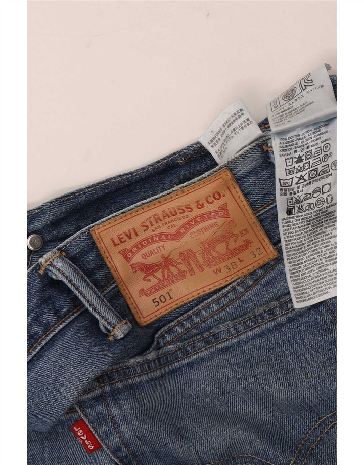 Levi's Herre 501 lige jeans W38 L32 blå bomuld