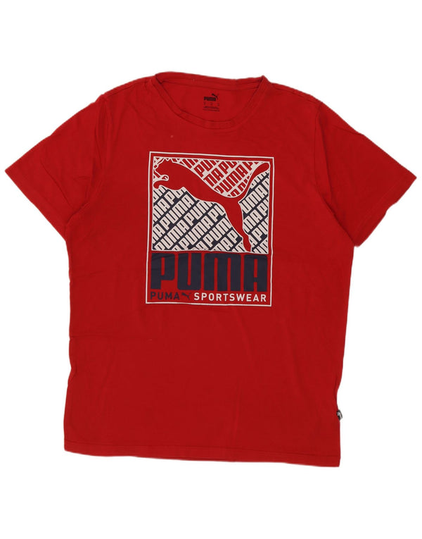 Puma Mens Graphic T-Shirt Top Medium Red Cotton