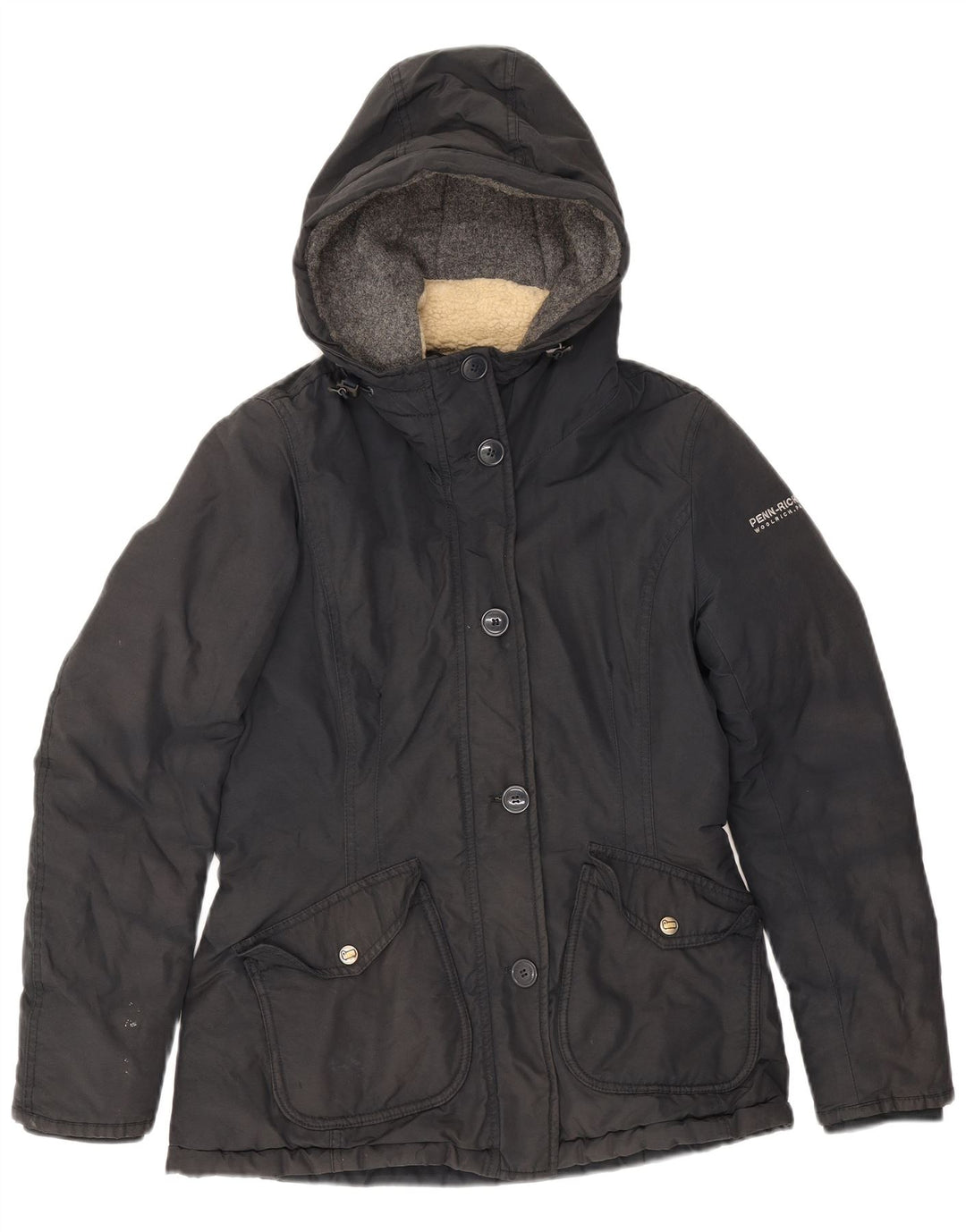 Woolrich Dame Hætte Vindjakke UK 10 Lille Sort