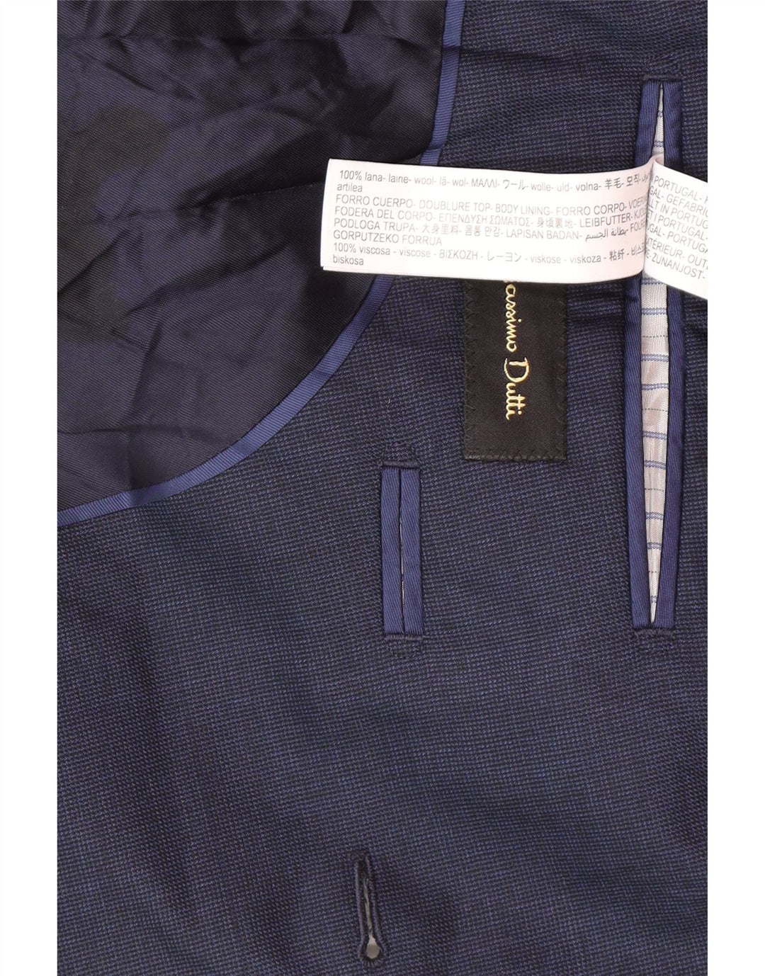 Massimo Dutti Herre Blazer Jacket EU 50 Medium Navy Blue Houndstooth