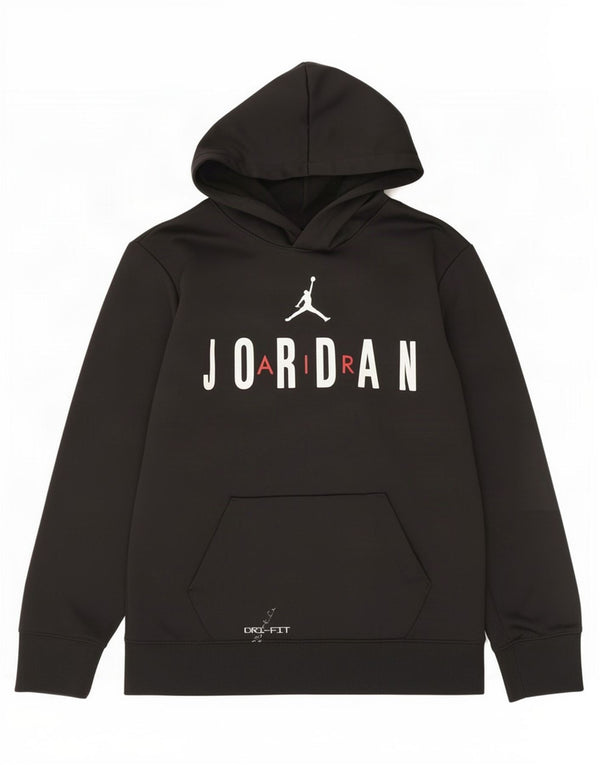 Jordan Boys Dri Fit grafisk hættetrøjetrøje 12-13 år Stor sort polyester