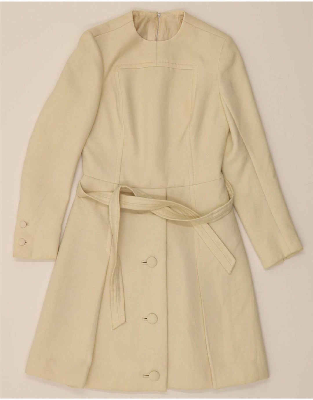VINTAGE Womens Pullover Overcoat UK 12 Medium Off White Vintage Vintage and Second-Hand Vintage from Messina Hembry 