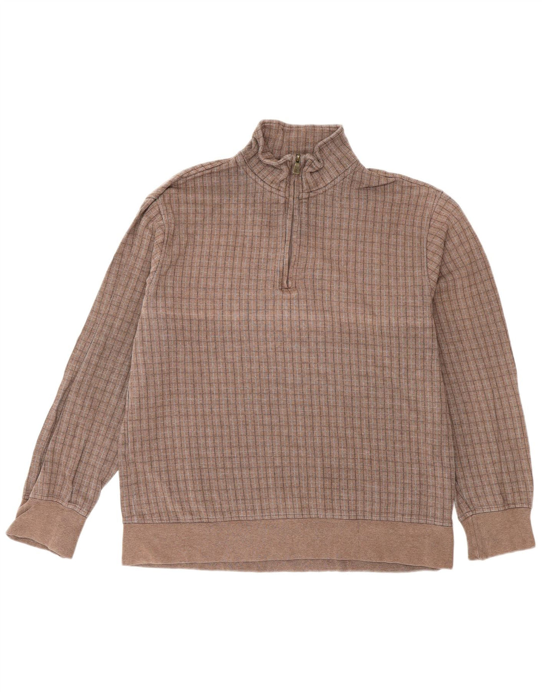 Izod Sweatshirt med lynlås til mænd, medium brun ternet bomuld