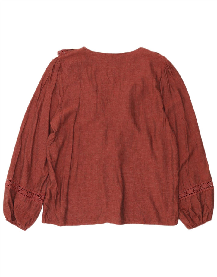 Zara Dame Flæse Front Oversized Bluse Top UK 10 Lille rød viskose