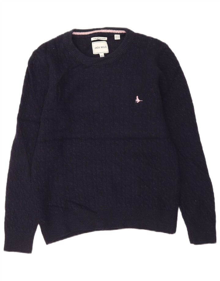 Jack Wills Dame Crew Neck Jumper Sweater UK 14 Large Navy Blue