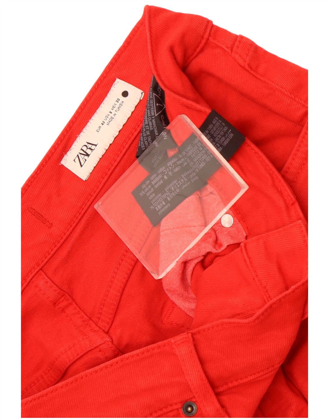 Zara Dame Straight Jeans EU 40 Medium W30 L27 Rød Bomuld