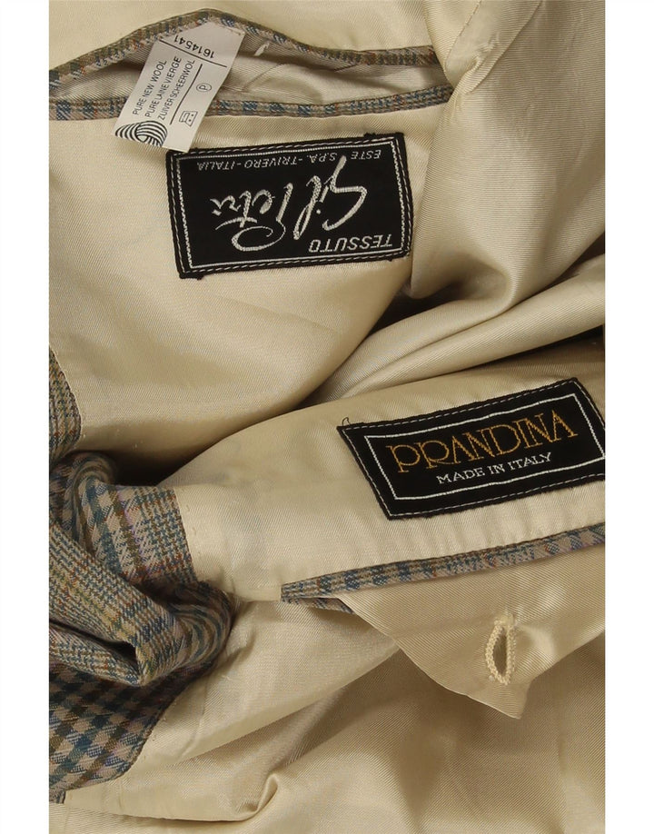 Prandina Herre 2-knaps blazerjakke UK 40 Large Green Houndstooth New Wool