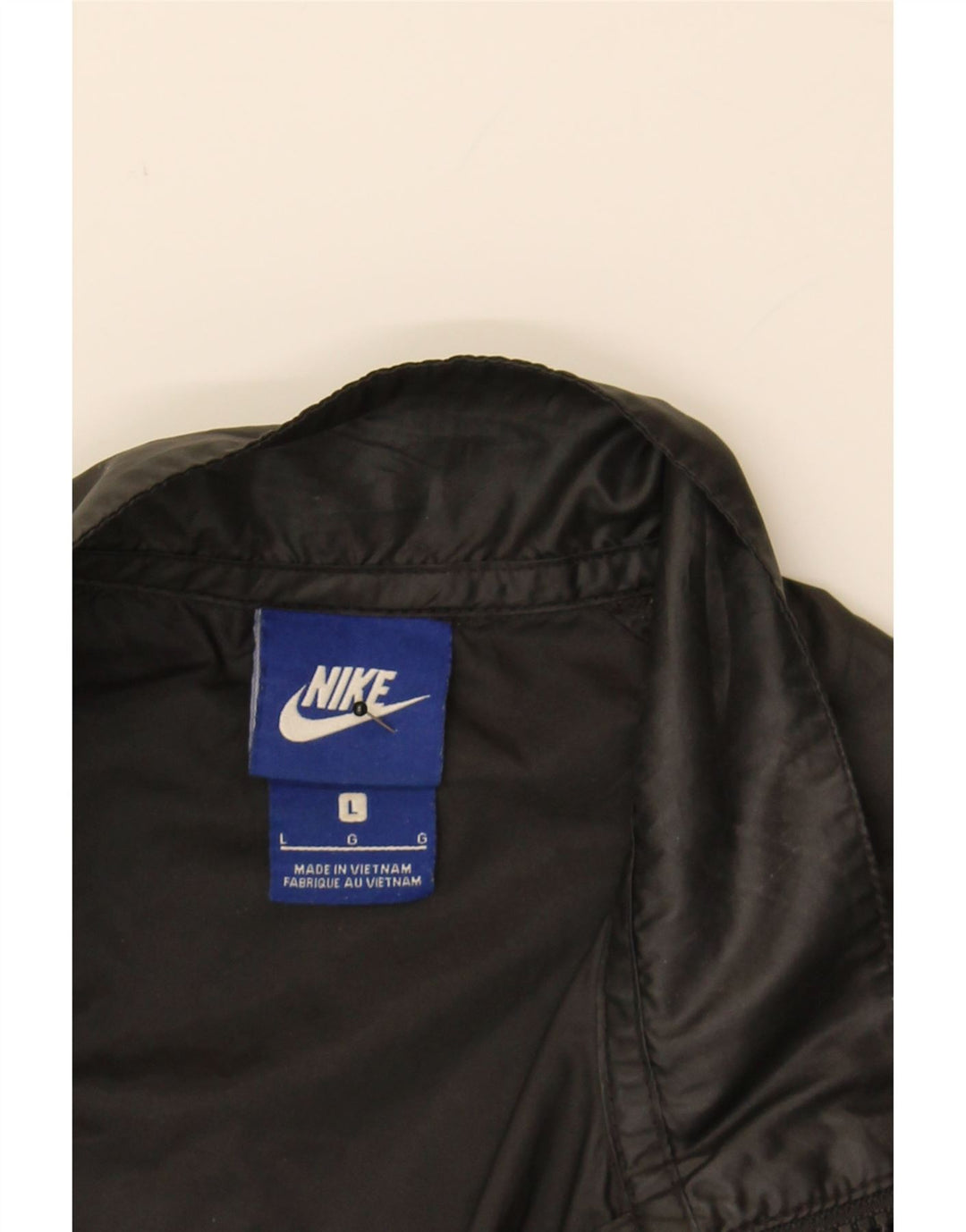 NIKE Womens Graphic Crop Tracksuit Top Jacket UK 16 Large Black Polyester Vintage Nike and Second-Hand Nike from Messina Hembry 