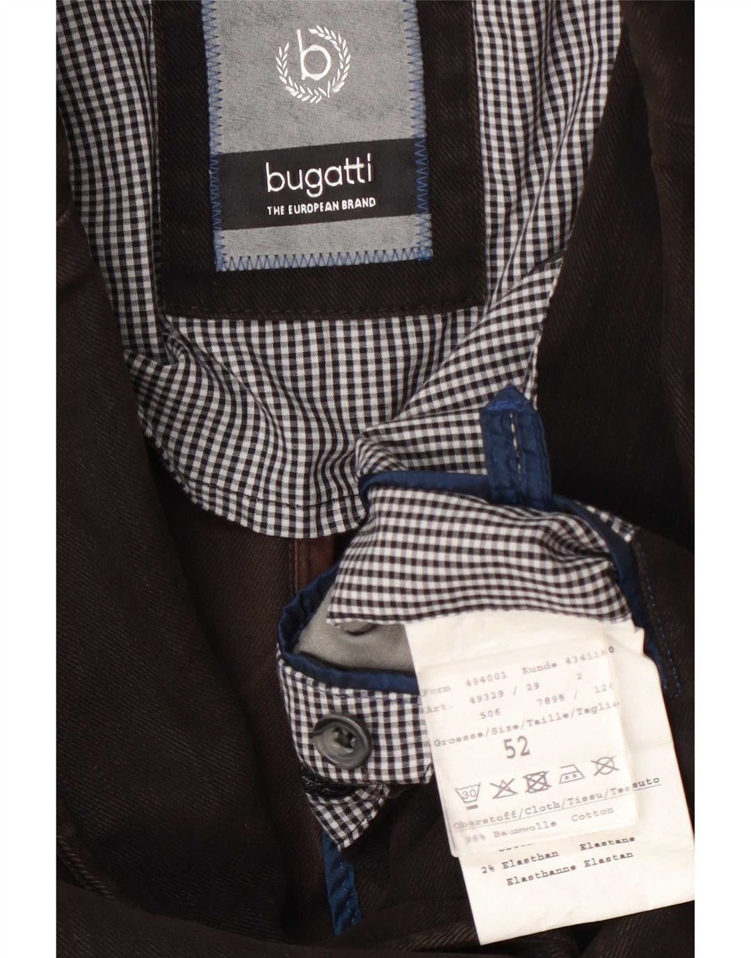 Bugatti Herre 3-knaps blazerjakke EU 52 XL Brun bomuld