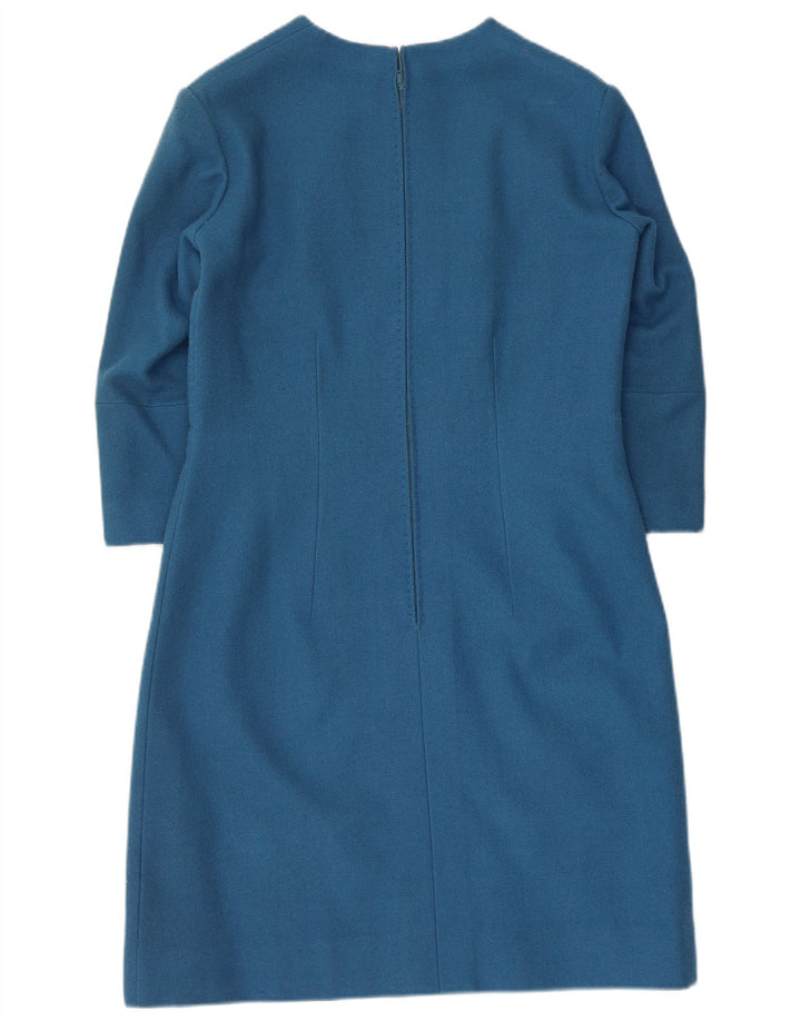 VINTAGE Kvinder 3/4 ærmet Skede Kjole UK 12 Medium Blue