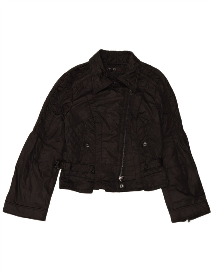 MARC CAIN Quiltet Biker-jakke til kvinder UK 12 Medium Sort
