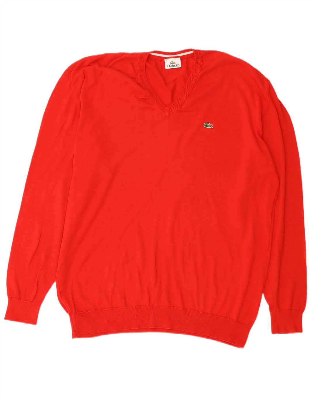 Lacoste Herre V-hals sweater Str. 8 3XL Rød Bomuld