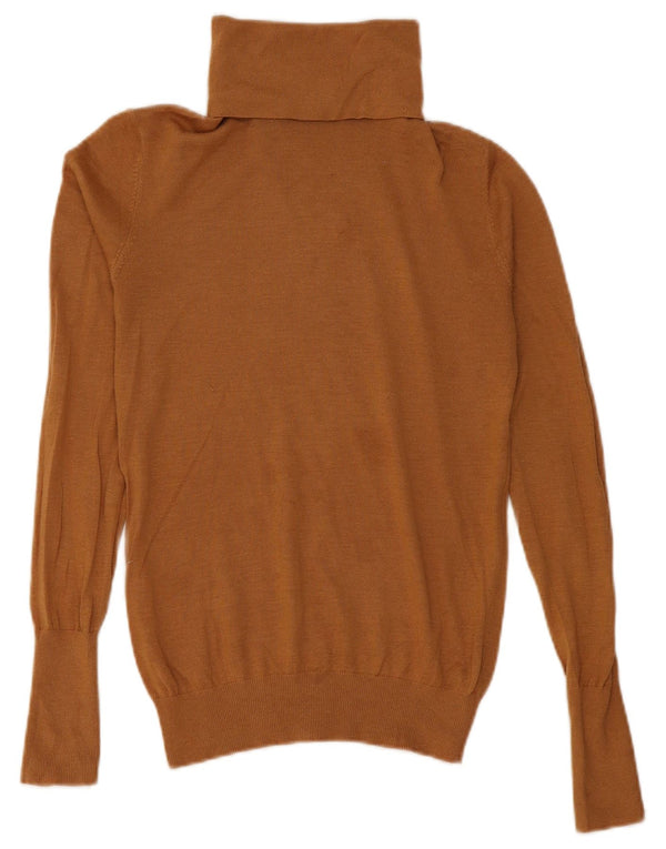 Zara Dame Roll Neck Jumper Sweater UK 12 Medium Brown Modal