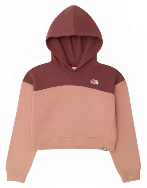 The North Face Girls Crop Hoodie Jumper 9-10 år Medium Pink Colourblock