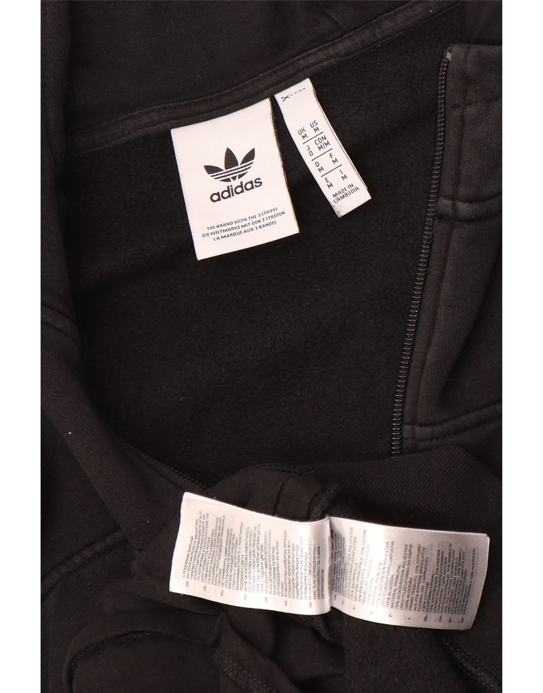 Adidas Hættetrøje med lynlås til mænd mellem sort bomuld