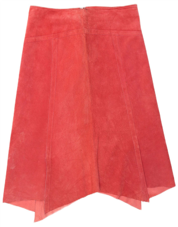 Danier Dame Ruskind Asymmetrisk Nederdel UK 14 Large W32 Rød Polyester