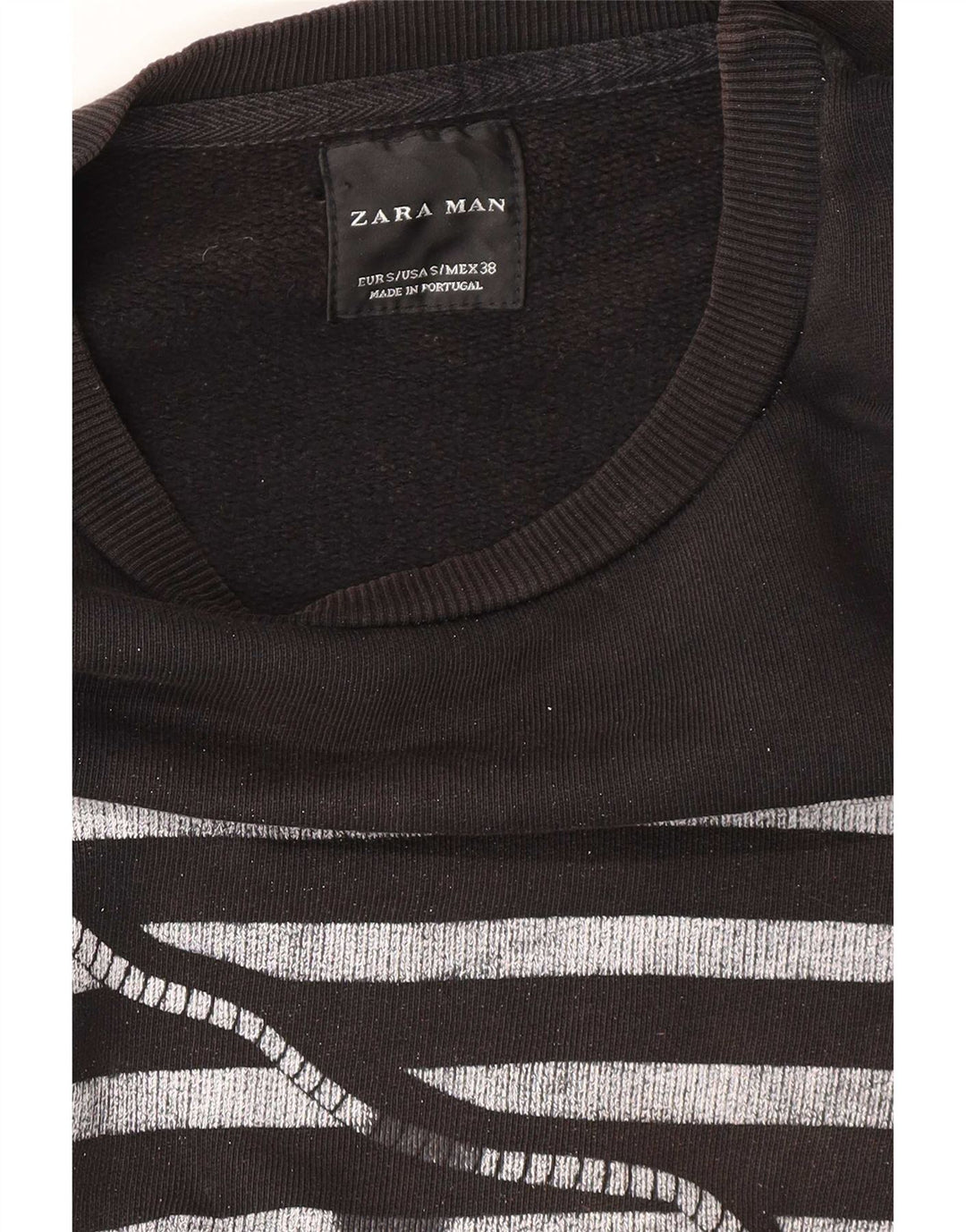 Zara Herre grafisk sweatshirt jumper lille sort