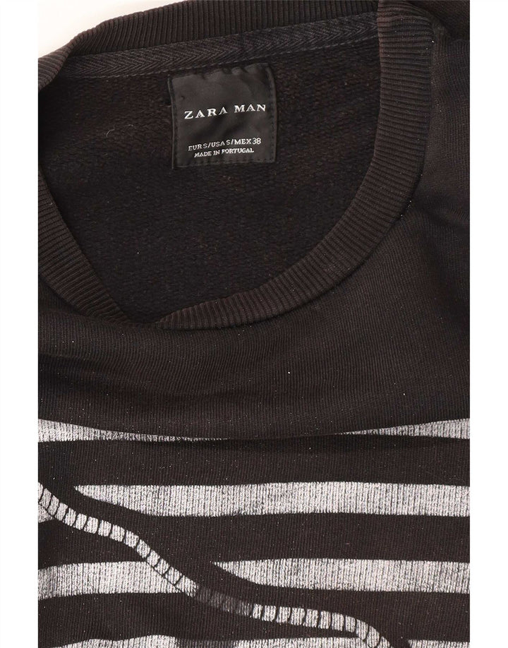 Zara Herre grafisk sweatshirt jumper lille sort