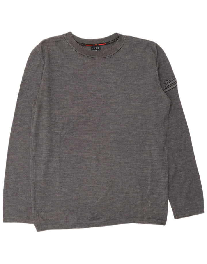 ARMANI JEANS Herre Crew Neck Jumper Sweater 2XL Grå Uld