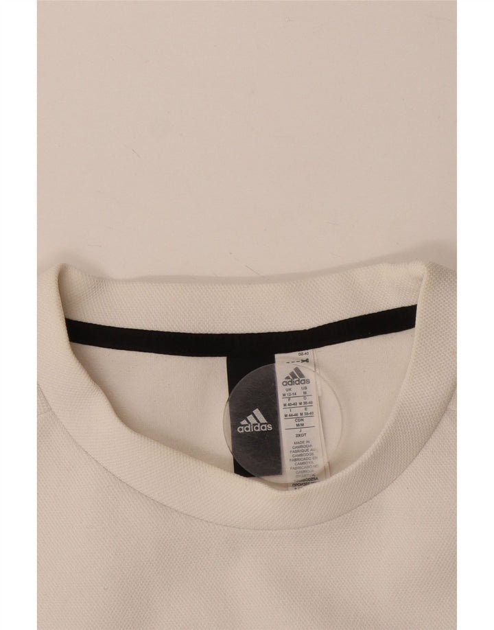 Adidas Graphic Sweatshirt Jumper UK 12/14 Medium White Bomuld